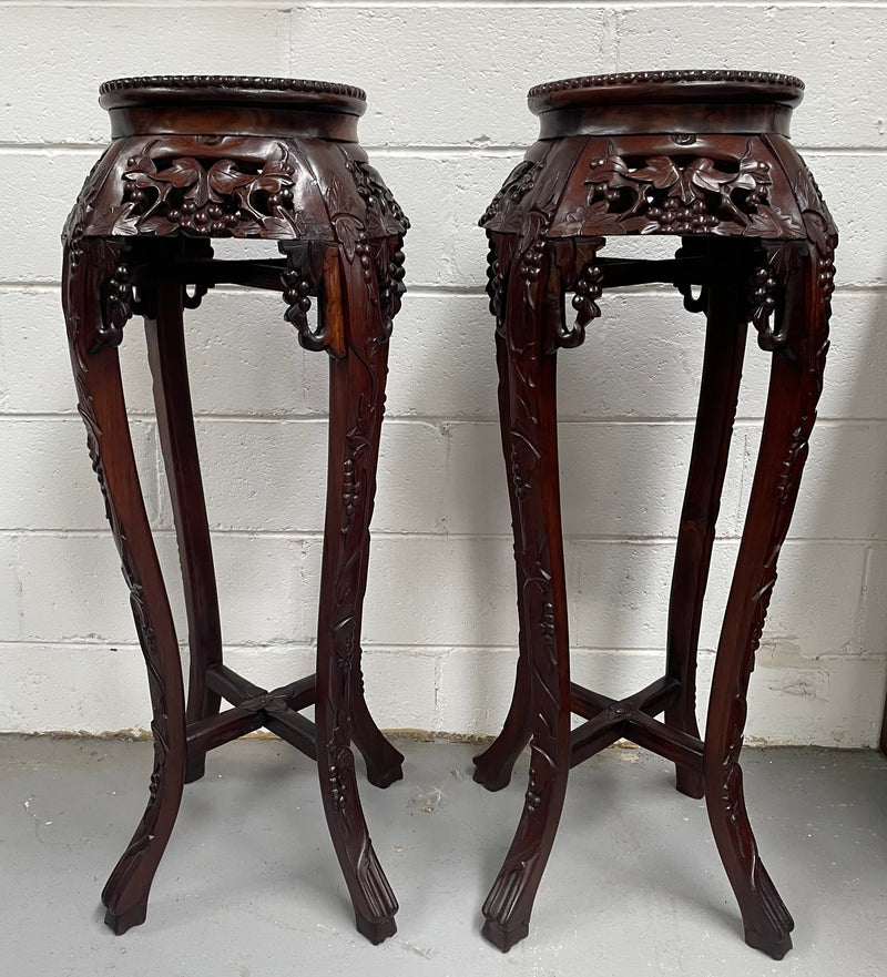 Pair of Antique Carved Chinese Plant Stands