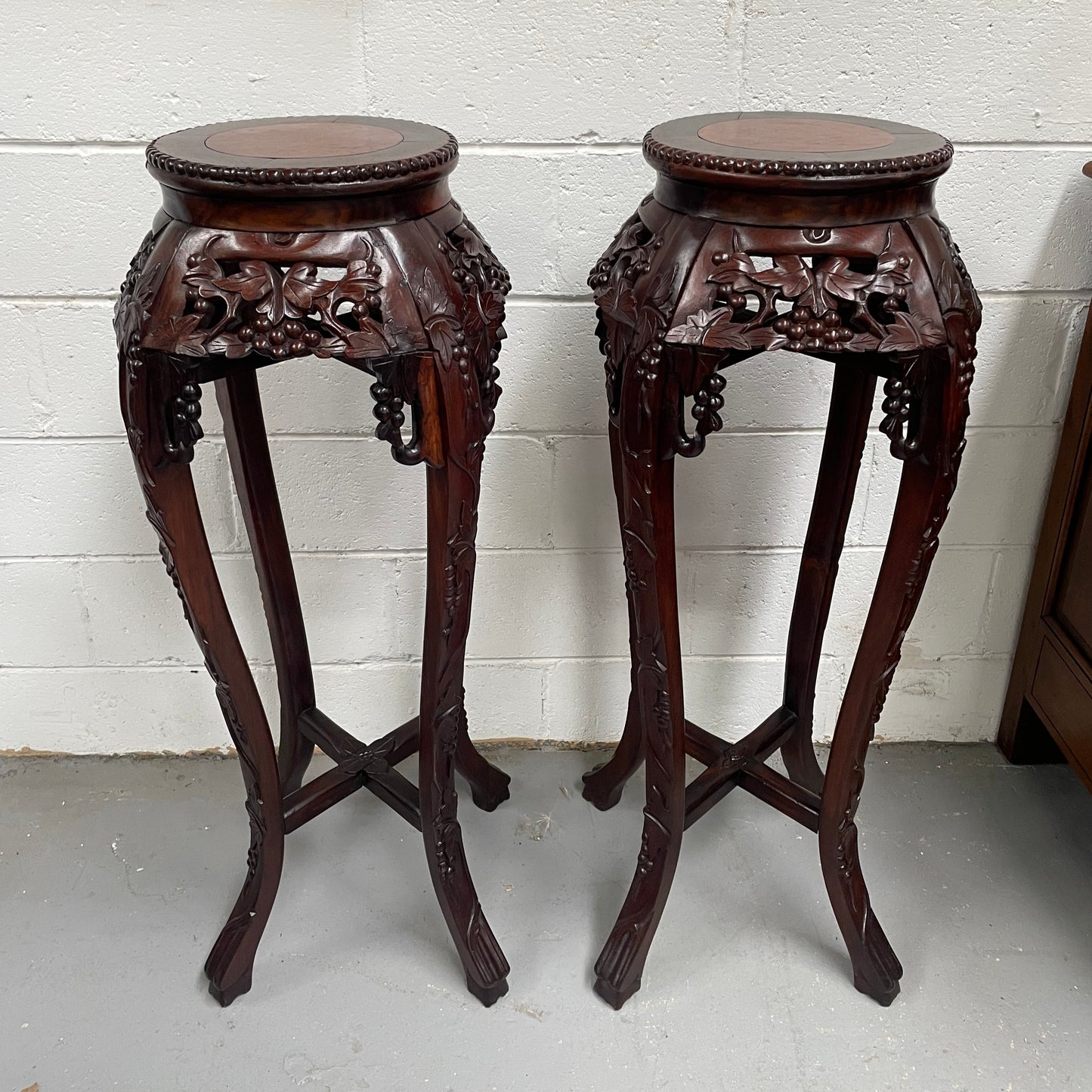 Pair of Antique Carved Chinese Plant Stands