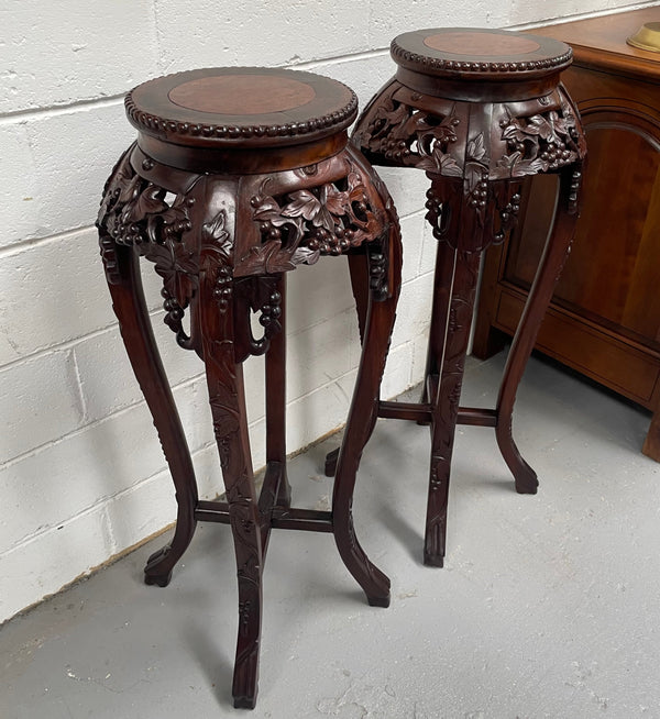 Pair of Antique Carved Chinese Plant Stands