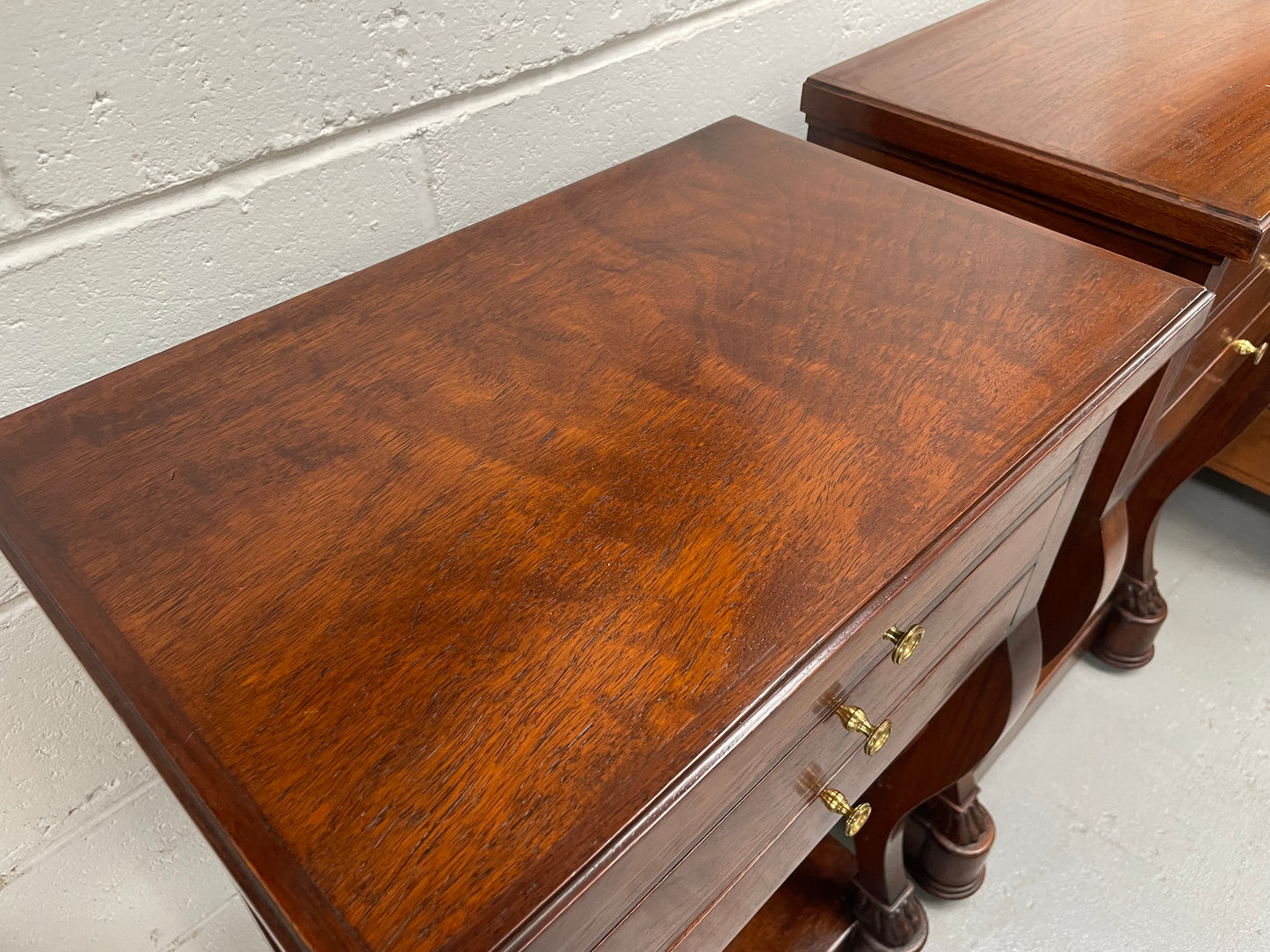 Pair of French Vintage Mahogany Bedsides