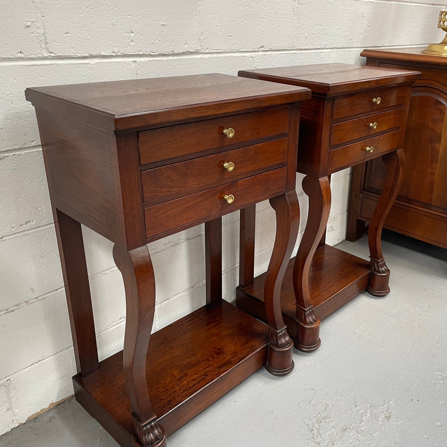 Pair of French Vintage Mahogany Bedsides