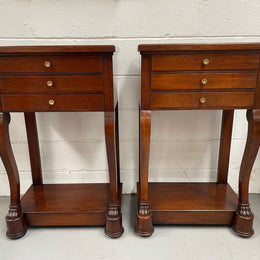 Pair of French Vintage Mahogany Bedsides