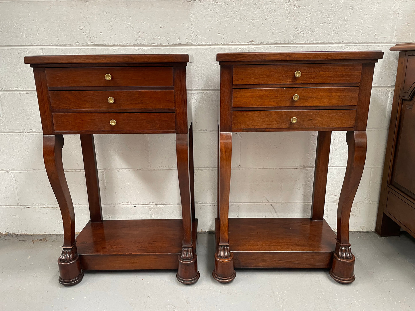 Pair of French Vintage Mahogany Bedsides
