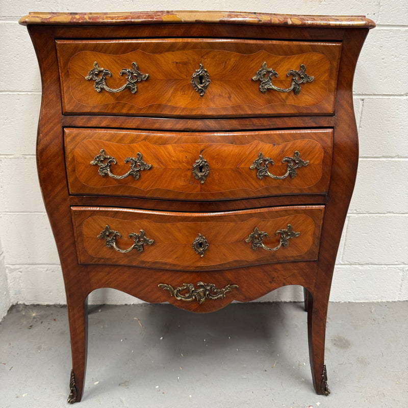 Petite French Louis XV Style Three Drawer Commode