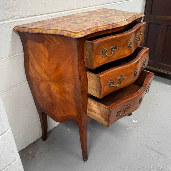 Petite French Louis XV Style Three Drawer Commode