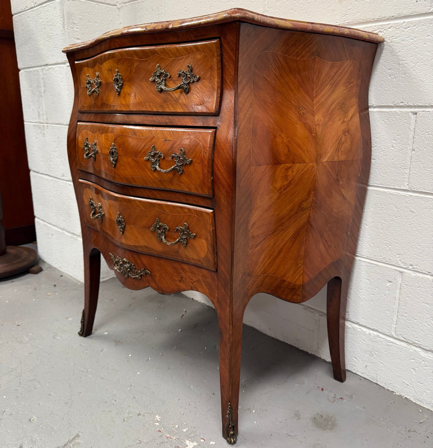 Petite French Louis XV Style Three Drawer Commode