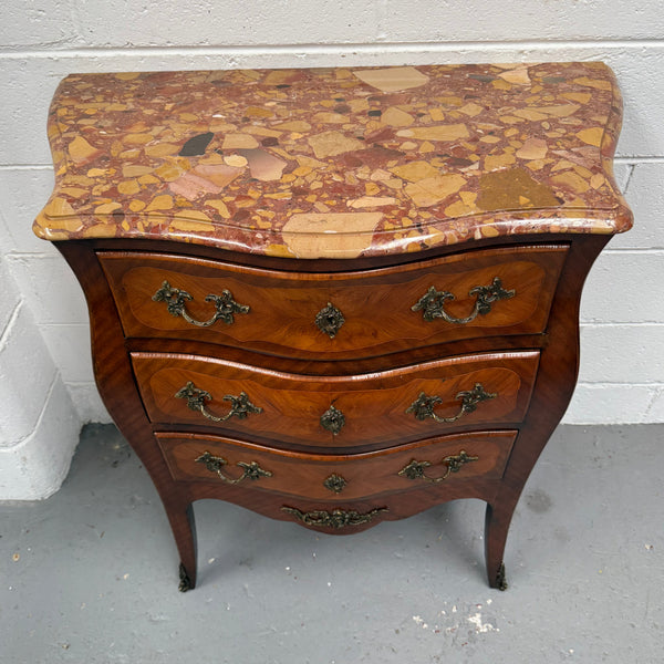 Petite French Louis XV Style Three Drawer Commode