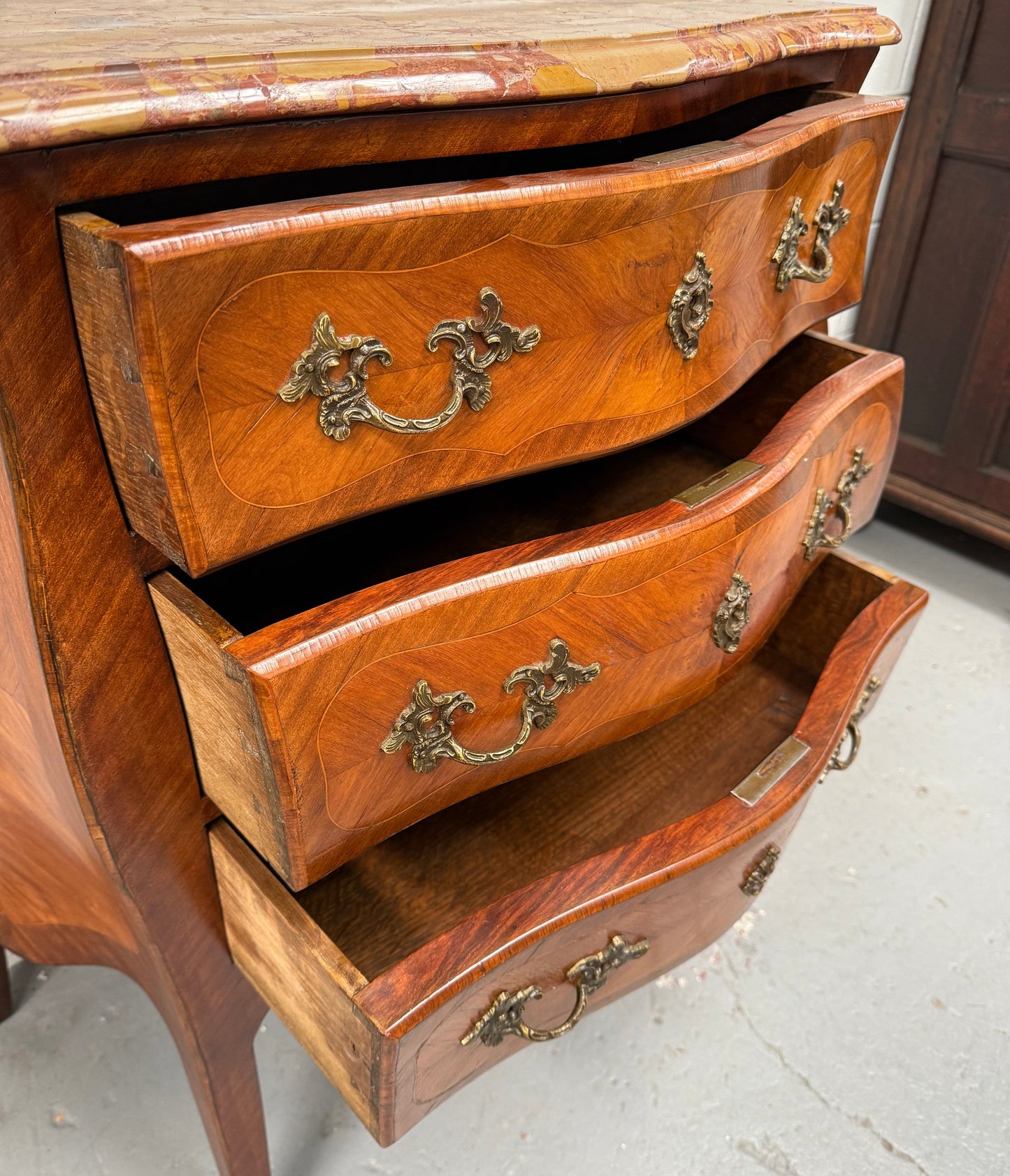 Petite French Louis XV Style Three Drawer Commode