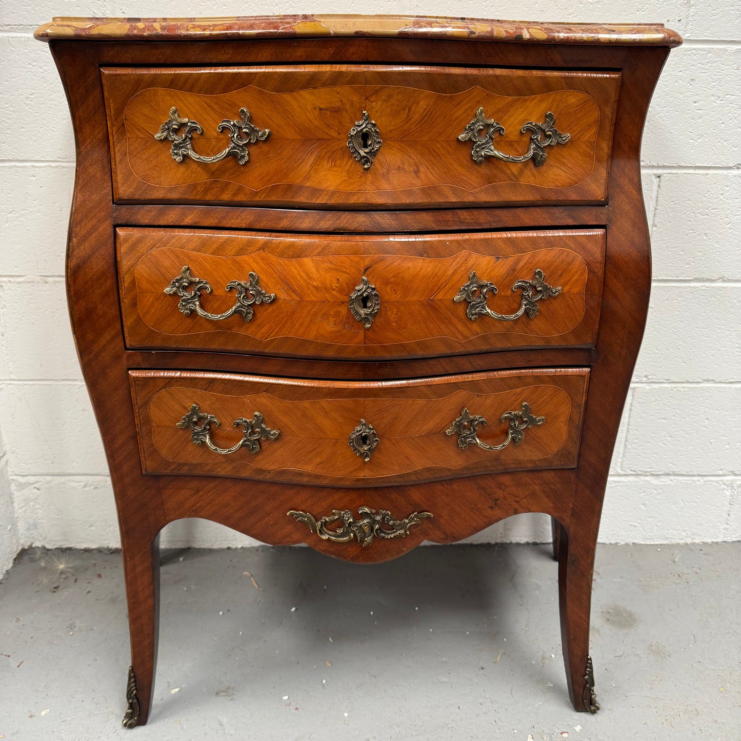 Petite French Louis XV Style Three Drawer Commode
