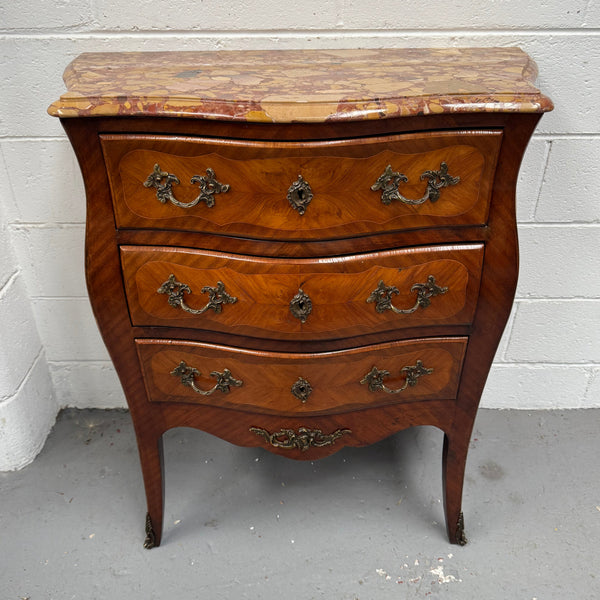 Petite French Louis XV Style Three Drawer Commode