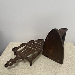 Antique Pair Iron and Trivet