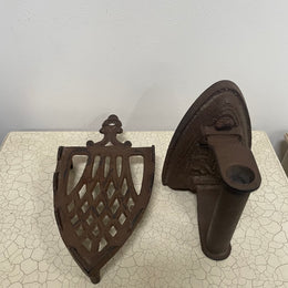 Antique Pair Iron and Trivet