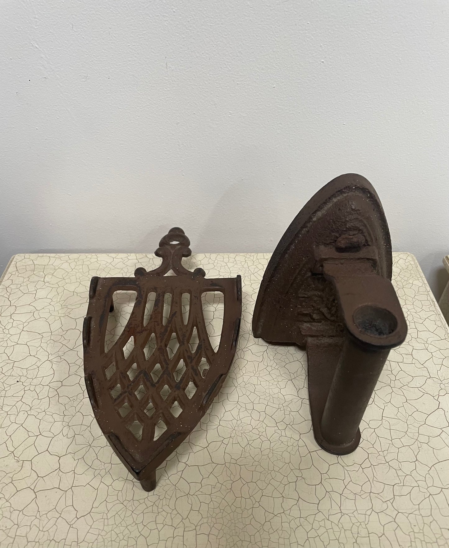 Antique Pair Iron and Trivet