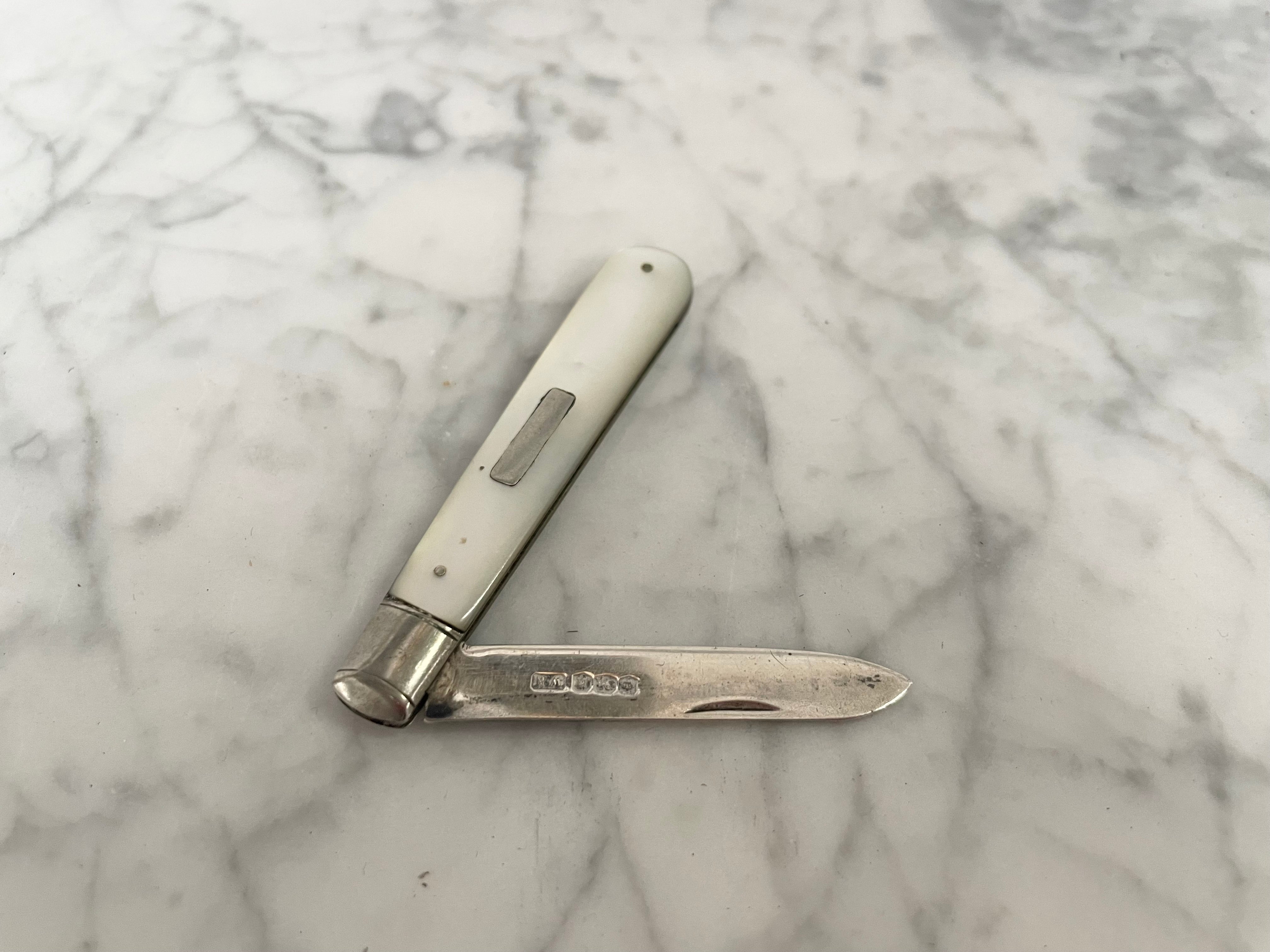 Art Deco Fruit Knife Mother of Pearl & Sterling Silver | Antique & Vintage | Moonee Ponds Antiques | Australia Wide Delivery