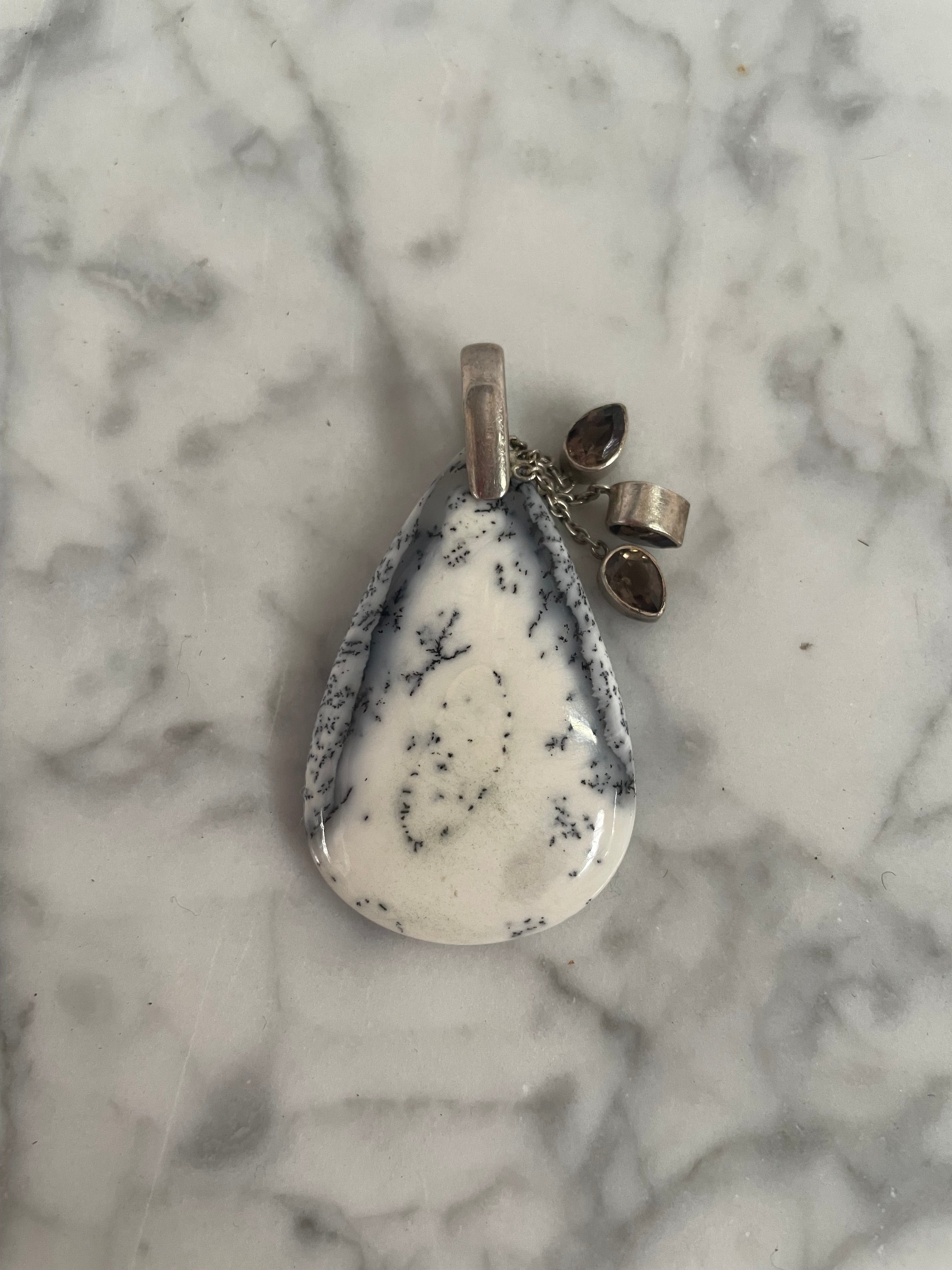 Charming Dendritic Agate & Amethyst Sterling Silver Pendant | Antique & Vintage | Moonee Ponds Antiques | Australia Wide Delivery