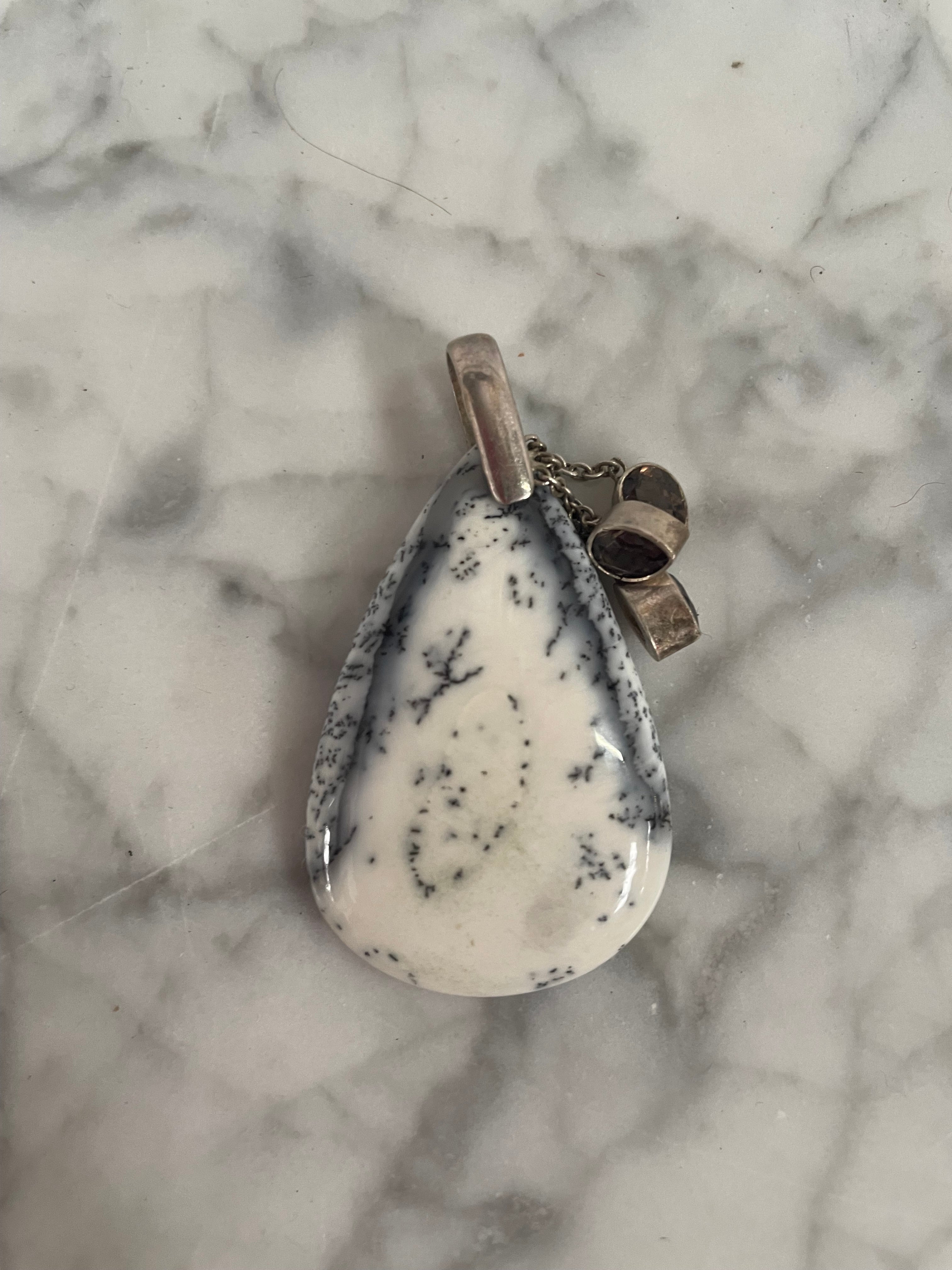 Charming Dendritic Agate & Amethyst Sterling Silver Pendant | Antique & Vintage | Moonee Ponds Antiques | Australia Wide Delivery