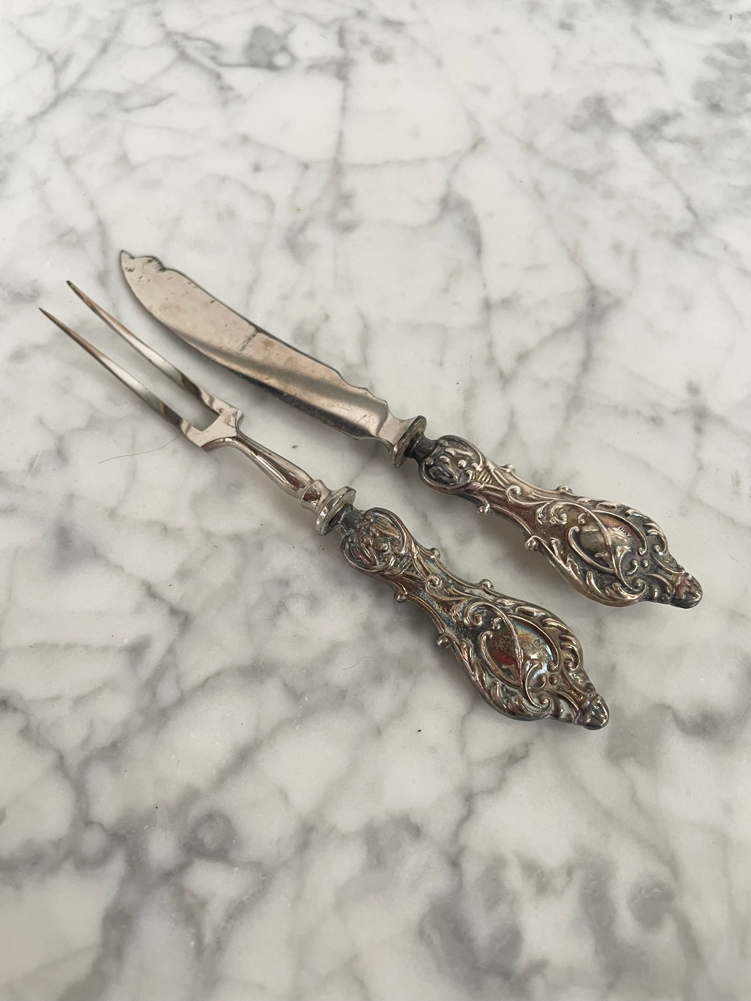 Sterling Silver Fruit Knife And Fork. Birmingham 1905 | Antique & Vintage | Moonee Ponds Antiques | Australia Wide Delivery