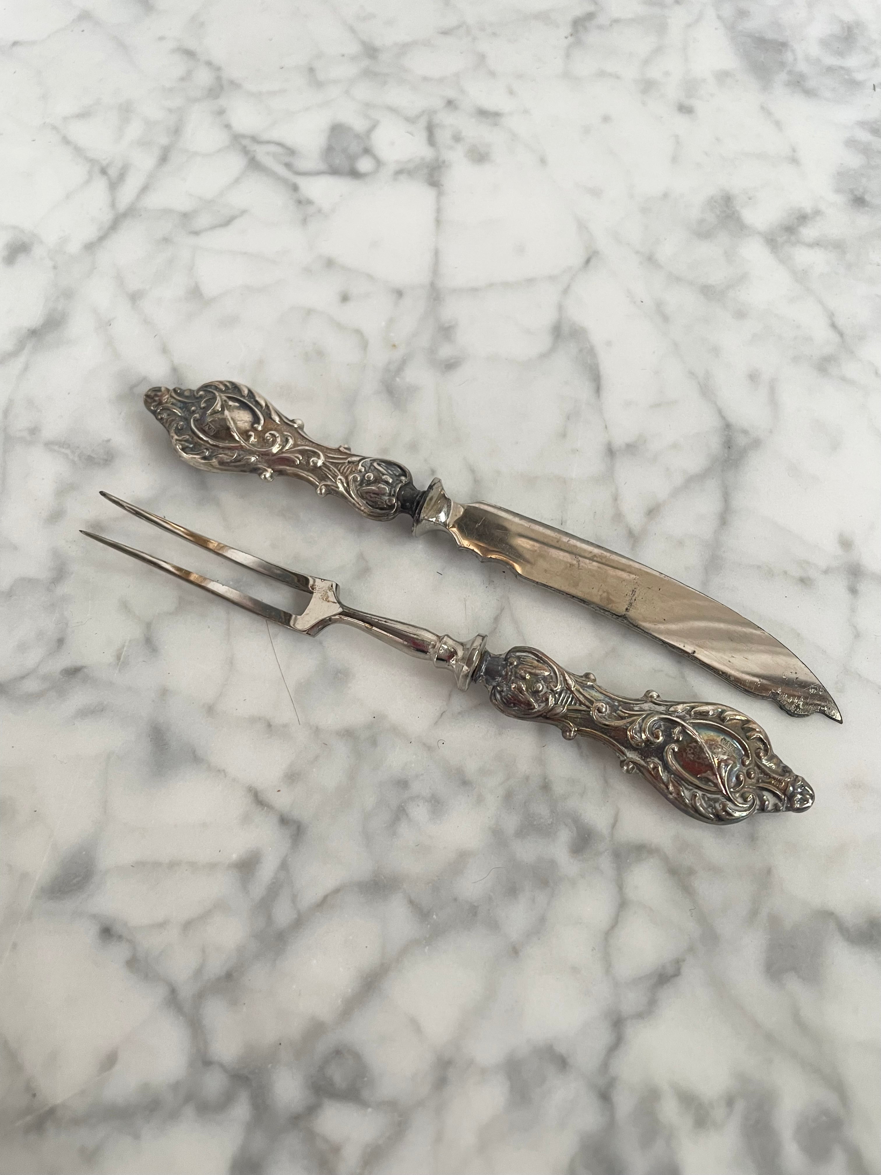 Sterling Silver Fruit Knife And Fork. Birmingham 1905 | Antique & Vintage | Moonee Ponds Antiques | Australia Wide Delivery