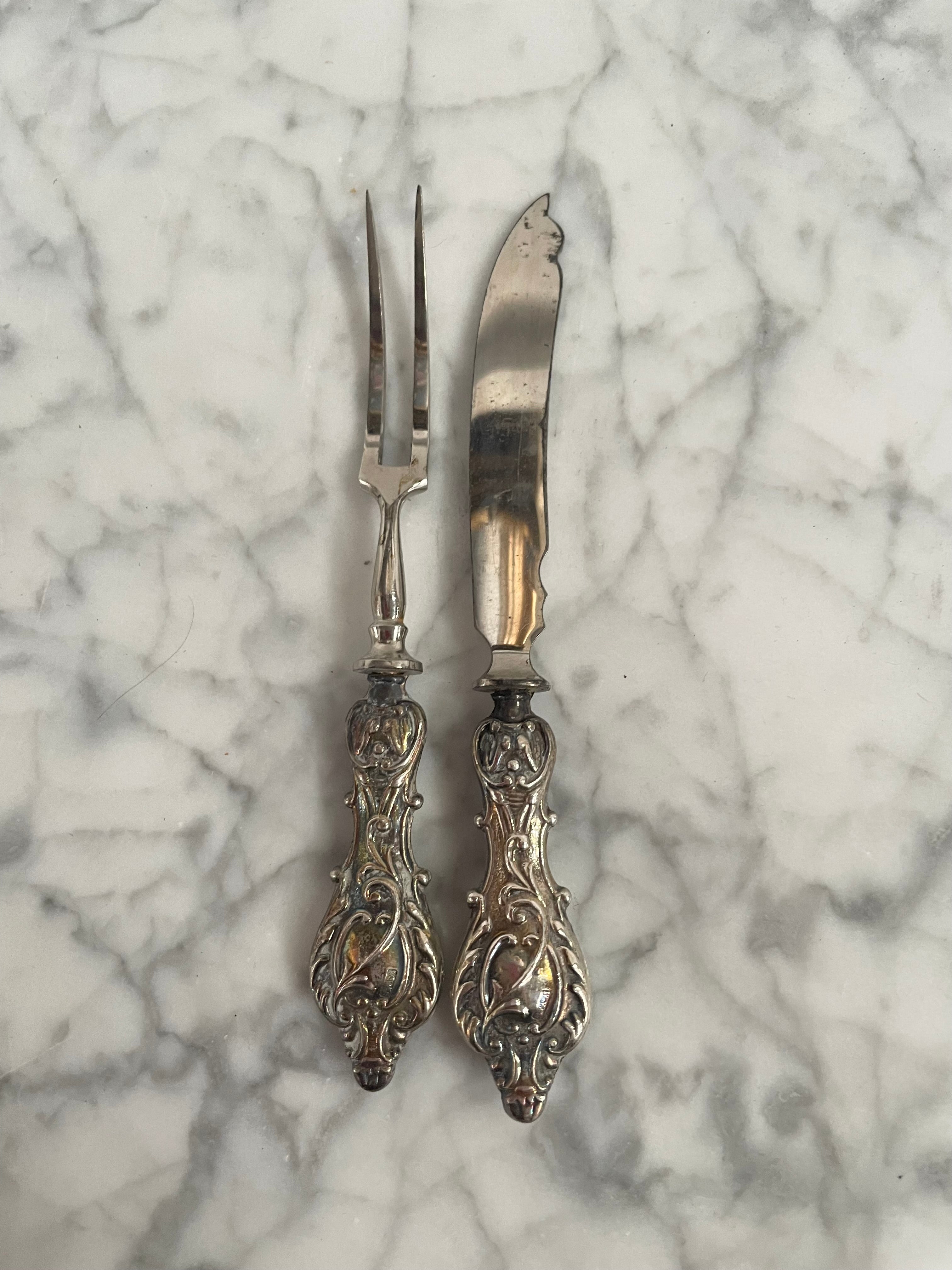 Sterling Silver Fruit Knife And Fork. Birmingham 1905 | Antique & Vintage | Moonee Ponds Antiques | Australia Wide Delivery