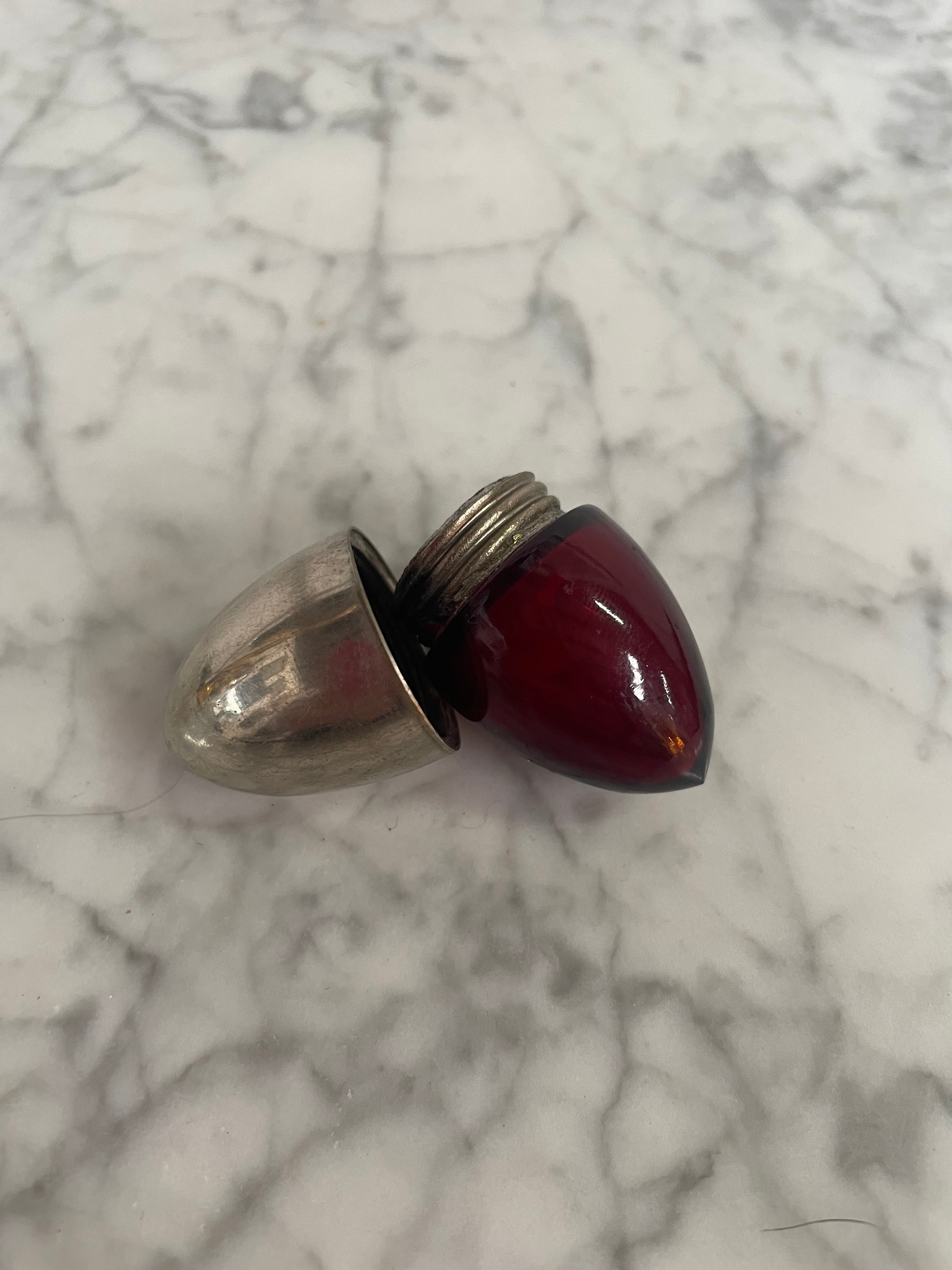 Rare Bullet Shaped Ruby & EPNS Silver Vinaigrette | Antique & Vintage | Moonee Ponds Antiques | Australia Wide Delivery