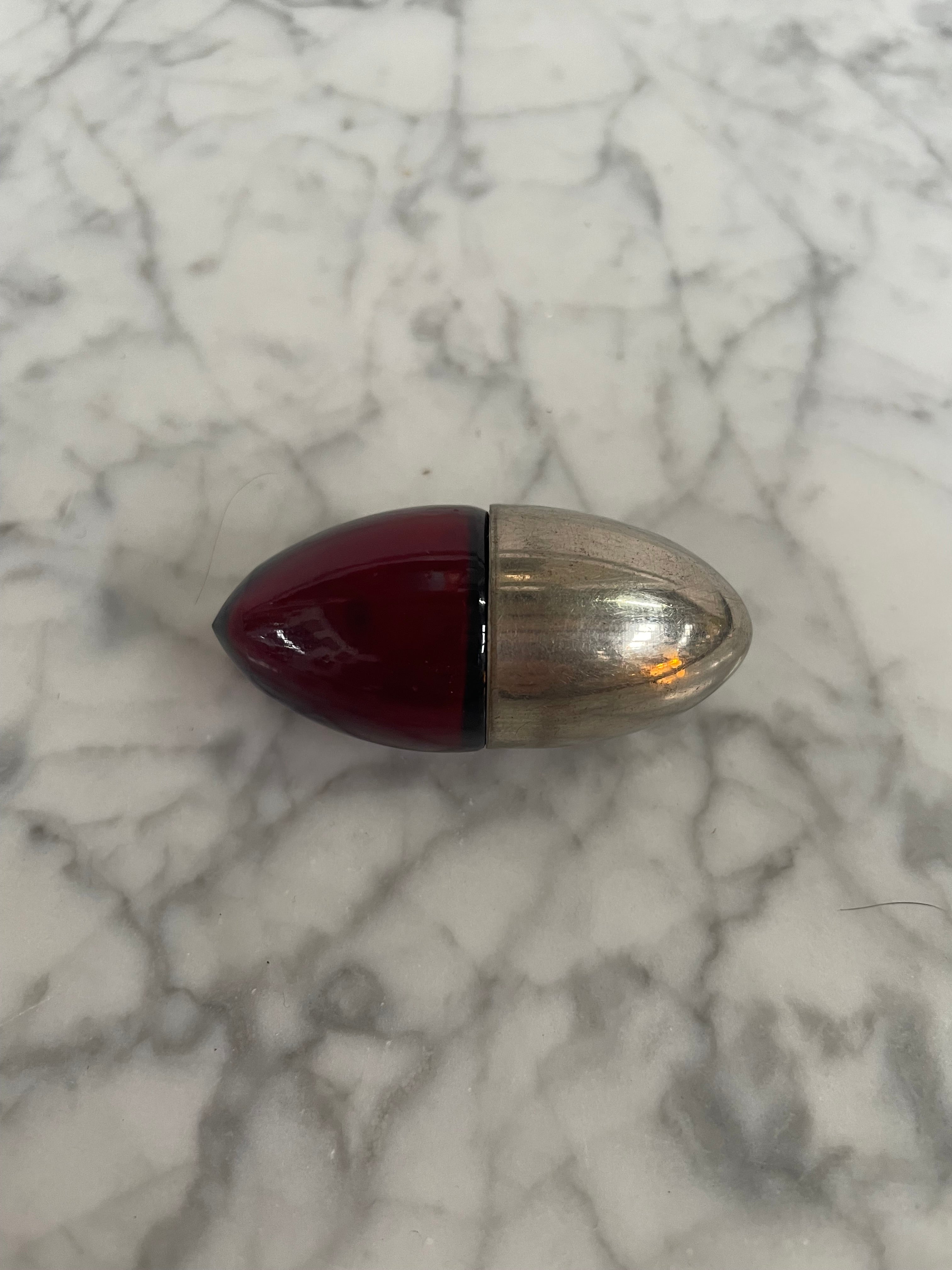 Rare Bullet Shaped Ruby & EPNS Silver Vinaigrette