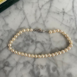 Elegant Vintage Mikimoto Pearl Bracelet With Sterling Silver Clasp