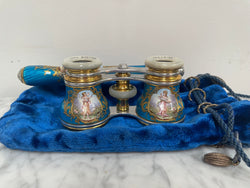 Stunning Blue Epoque Gilt, Brass, Enamel & Mother Of Pearl Opera Glasses | Antique & Vintage | Moonee Ponds Antiques | Australia Wide Delivery