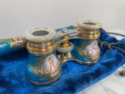 Stunning Blue Epoque Gilt, Brass, Enamel & Mother Of Pearl Opera Glasses | Antique & Vintage | Moonee Ponds Antiques | Australia Wide Delivery