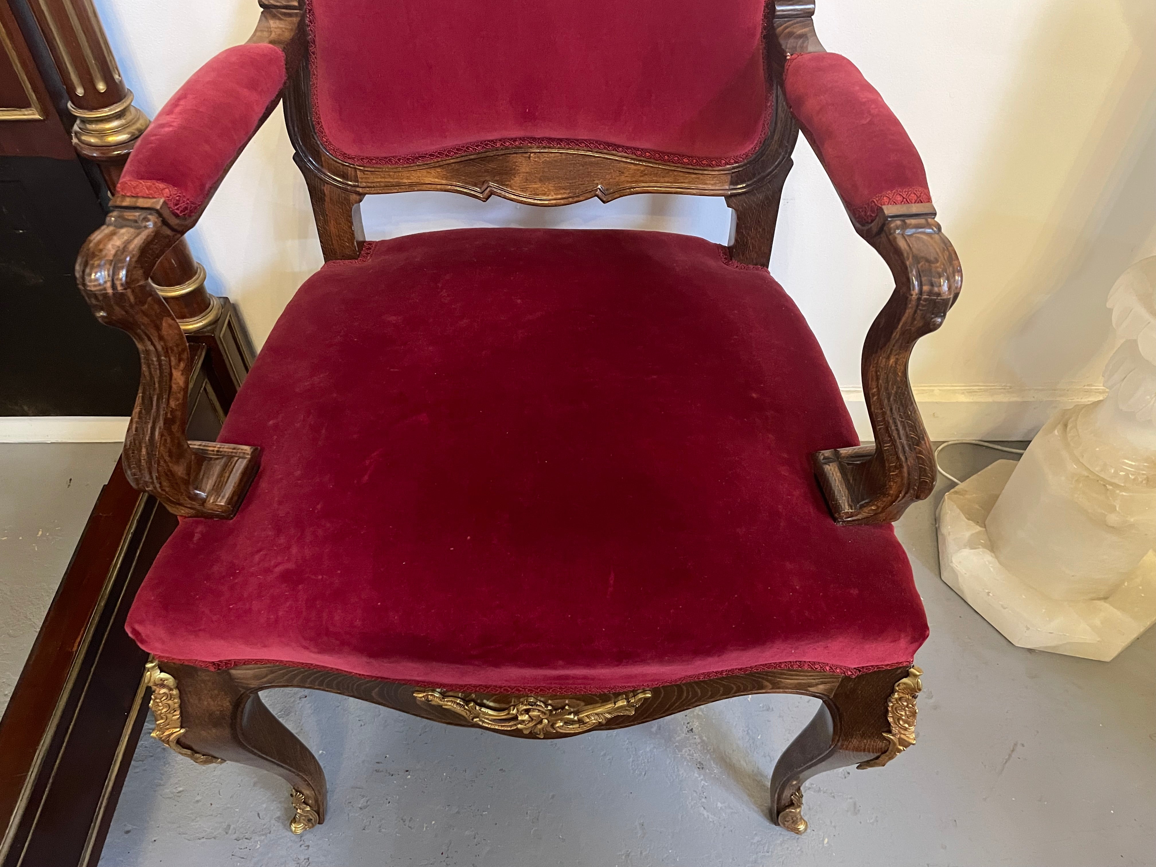 Louis XV Style French Walnut Armchair/Desk Chair With Red Valet Upholstery | Antique & Vintage | Moonee Ponds Antiques | Australia Wide Delivery