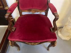 Louis XV Style French Walnut Armchair/Desk Chair With Red Valet Upholstery | Antique & Vintage | Moonee Ponds Antiques | Australia Wide Delivery