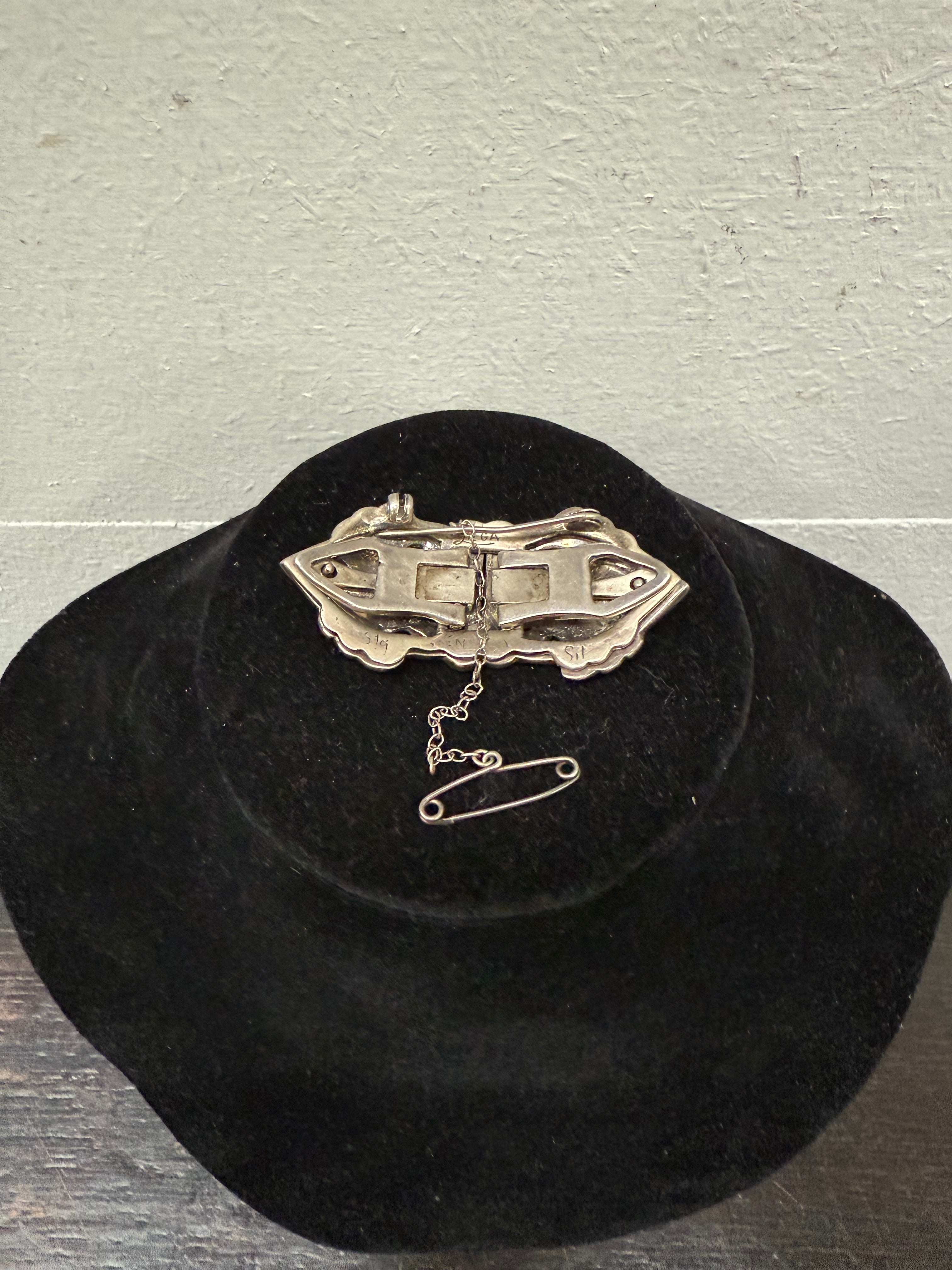 "Lega" Silver & Marcasite Double Dress Clip Brooch | Antique & Vintage | Moonee Ponds Antiques | Australia Wide Delivery