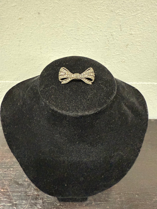 Vintage Silver & Marcasite Bow Brooch