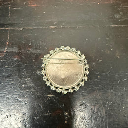 Vintage Mother Of Pearl & Crystal Brooch