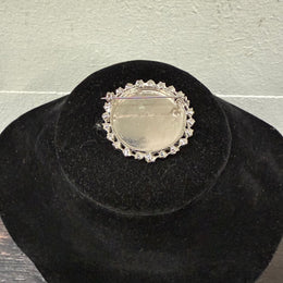 Vintage Mother Of Pearl & Crystal Brooch
