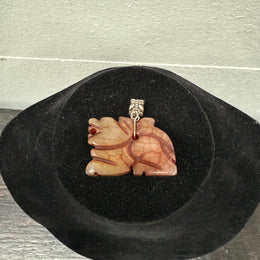 Vintage Dark Brown Chinese Jade Carved Pendant