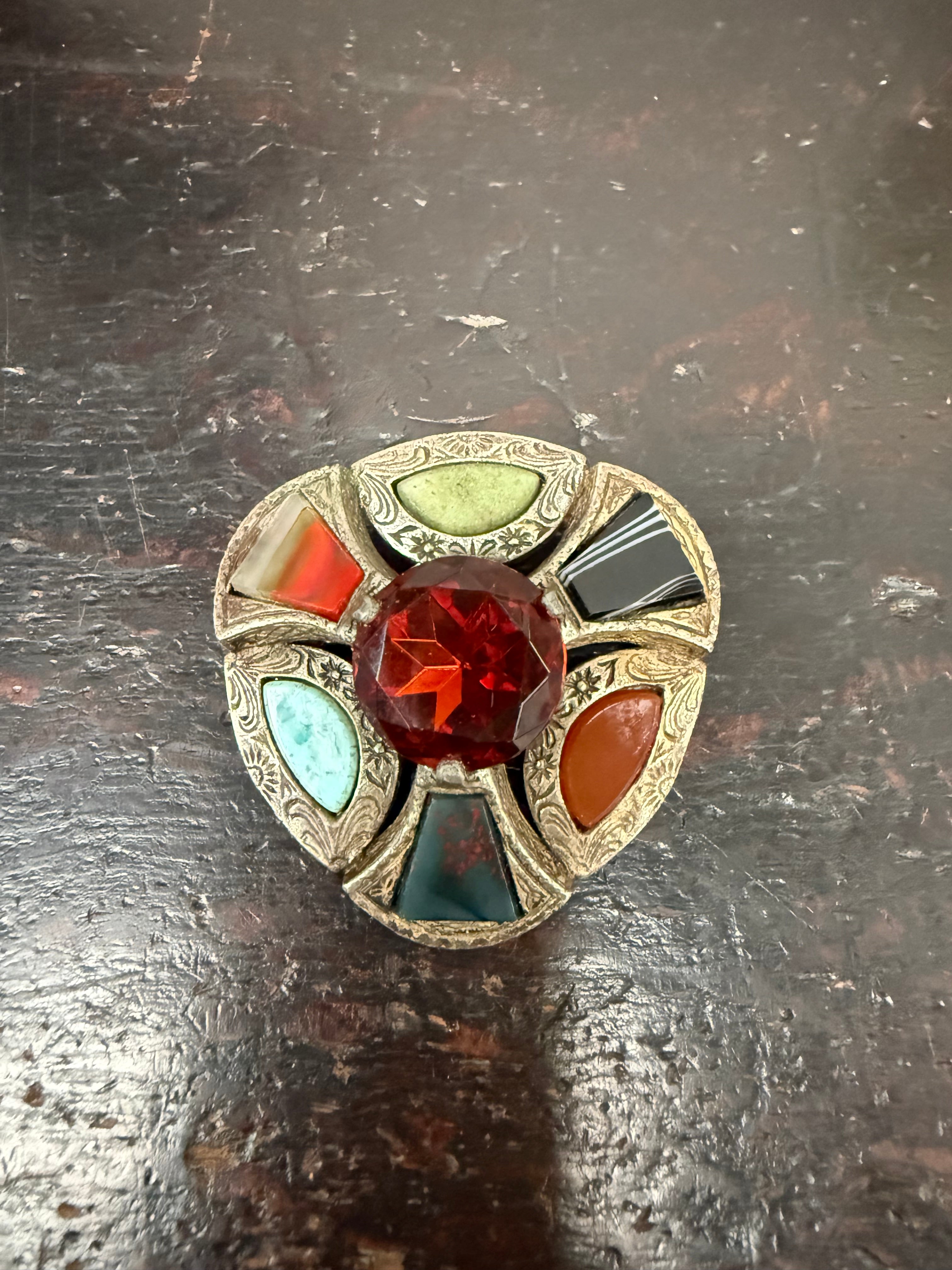 Vintage Scottish/Celtic Amber & Agate Style Glass Brooch | Antique & Vintage | Moonee Ponds Antiques | Australia Wide Delivery