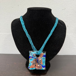 Vintage Murano Glass Pendant & Beads Chain Necklace