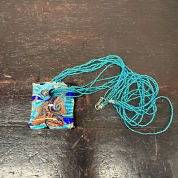 Vintage Murano Glass Pendant & Beads Chain Necklace