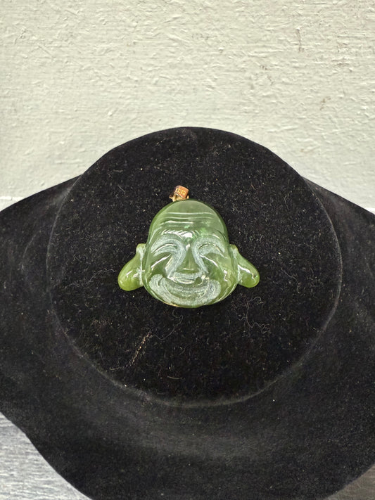Vintage 14K Gold & Carved Jade Buddha