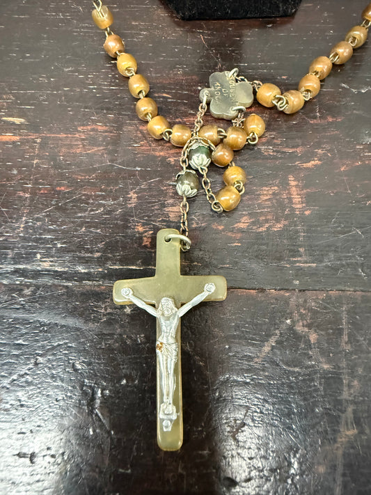 Antique Horn Irish Rosary Beads