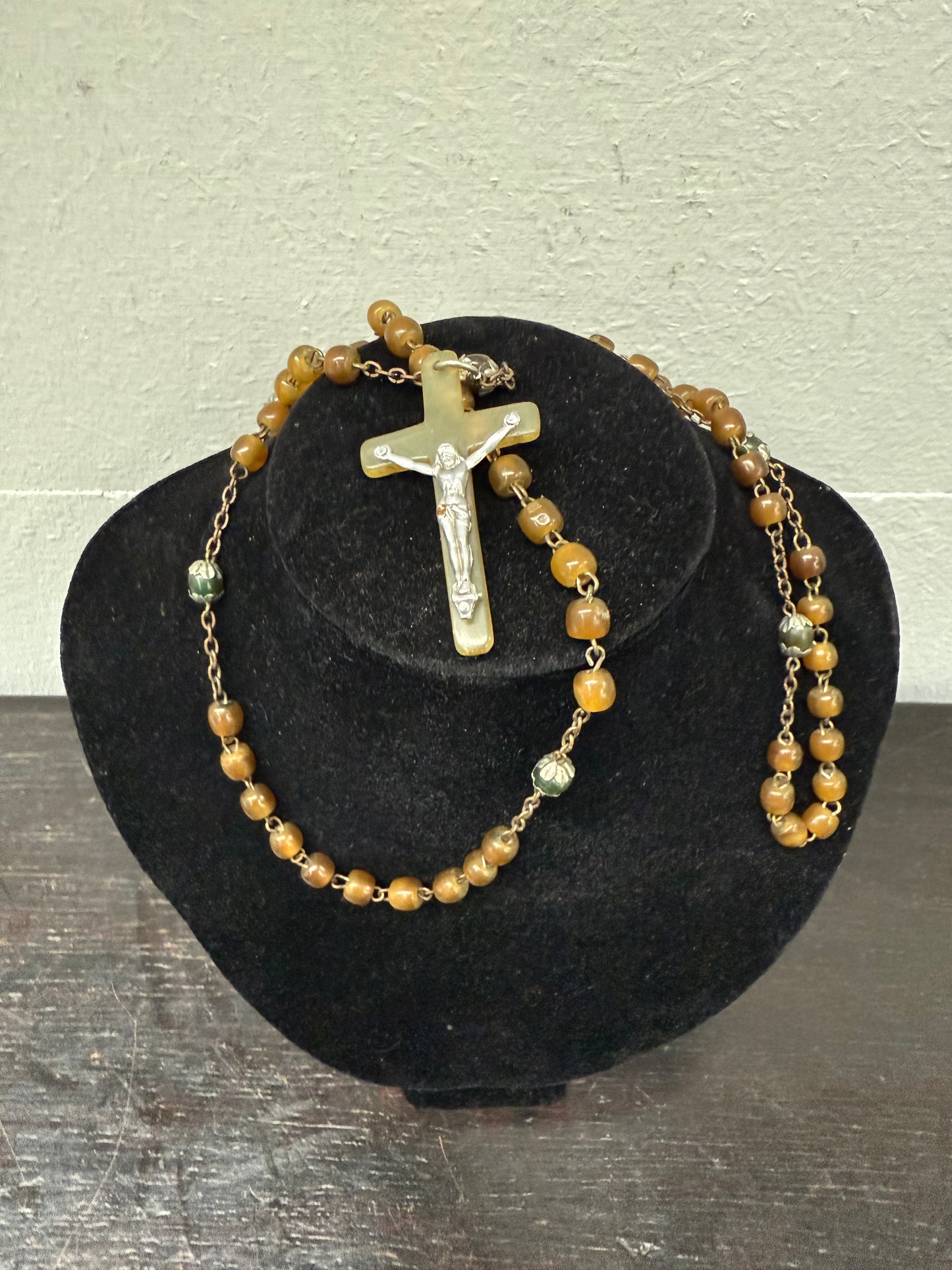 Antique Horn Irish Rosary Beads