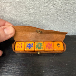 Vintage (5)Poker Dice In Leather Case