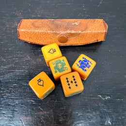 Vintage (5)Poker Dice In Leather Case
