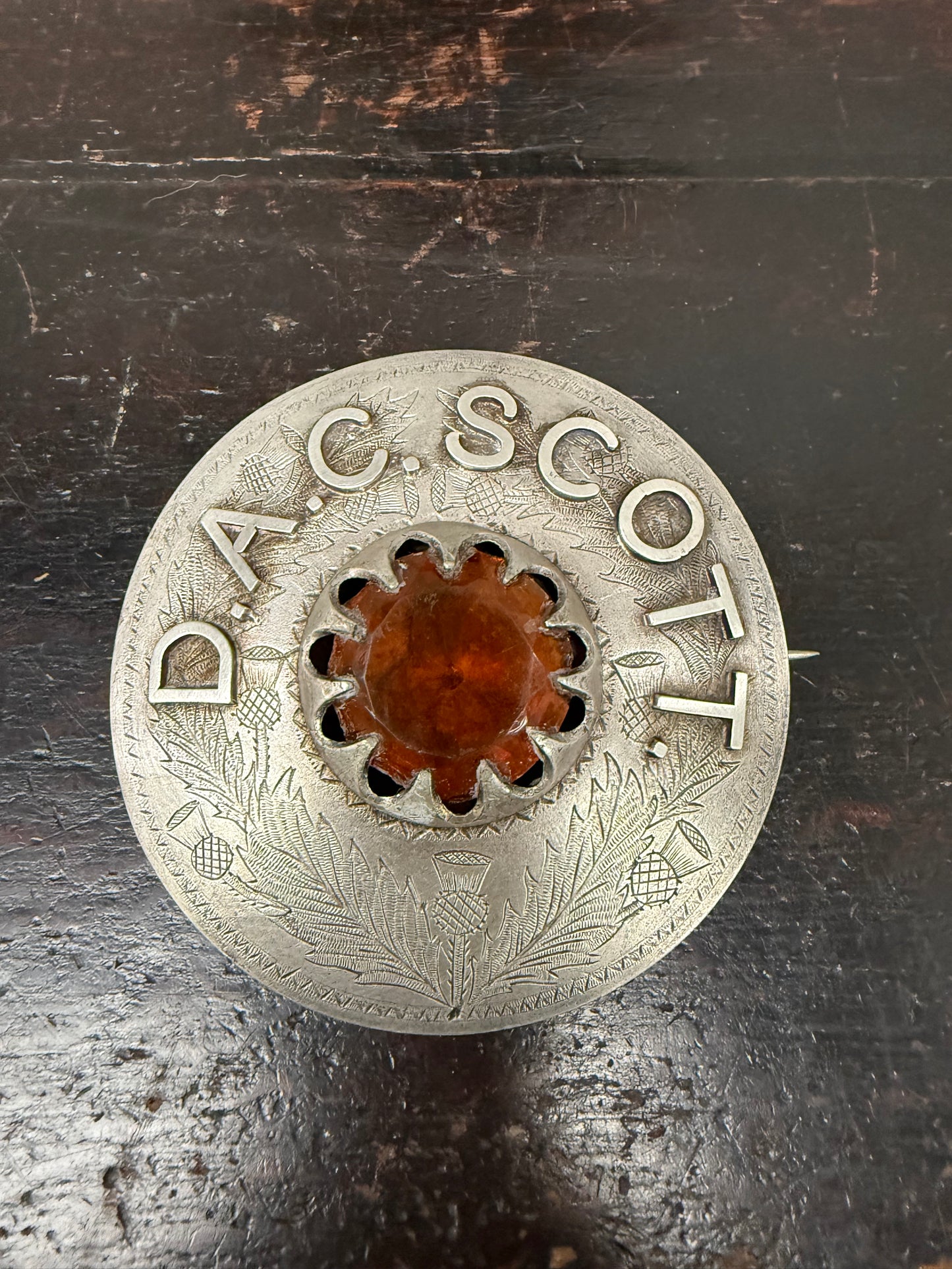 Large Antique Silver Scottish Clan Brooch