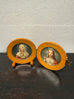 Vintage Portable Mary & Jesus Images In Wooden Frame | Antique & Vintage | Moonee Ponds Antiques | Australia Wide Delivery
