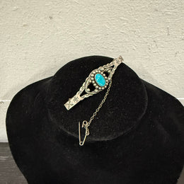 Vintage Mexican Silver & Turquoise Brooch