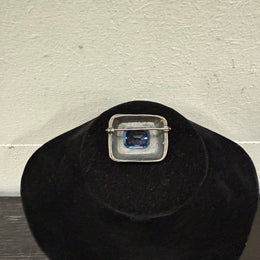 Vintage Silver Coloured Brooch With Blue Stone