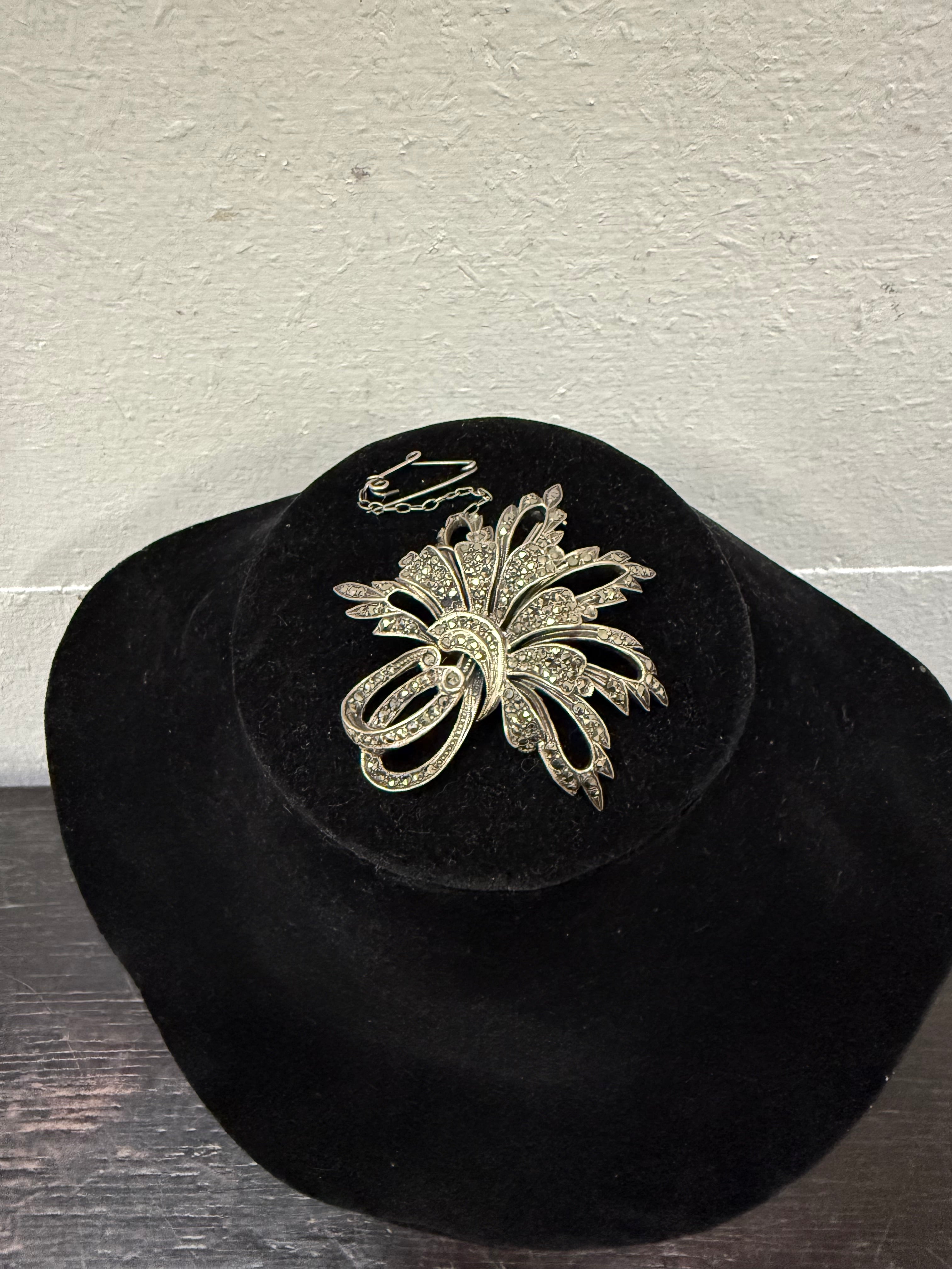 Vintage Silver & Marcasite Flower Brooch