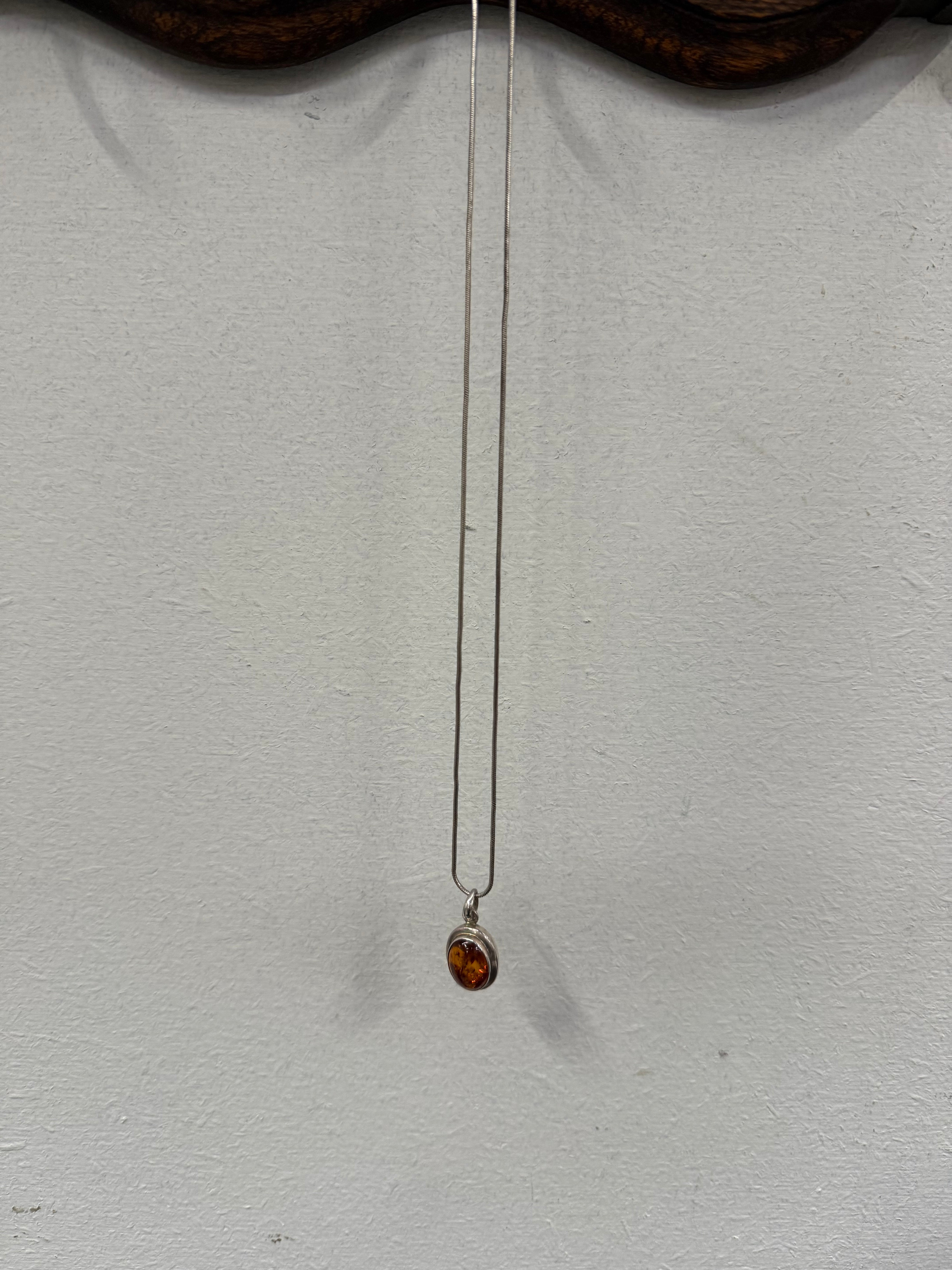 Vintage Sterling Silver & Baltic Amber Pendant & Chain | Antique & Vintage | Moonee Ponds Antiques | Australia Wide Delivery
