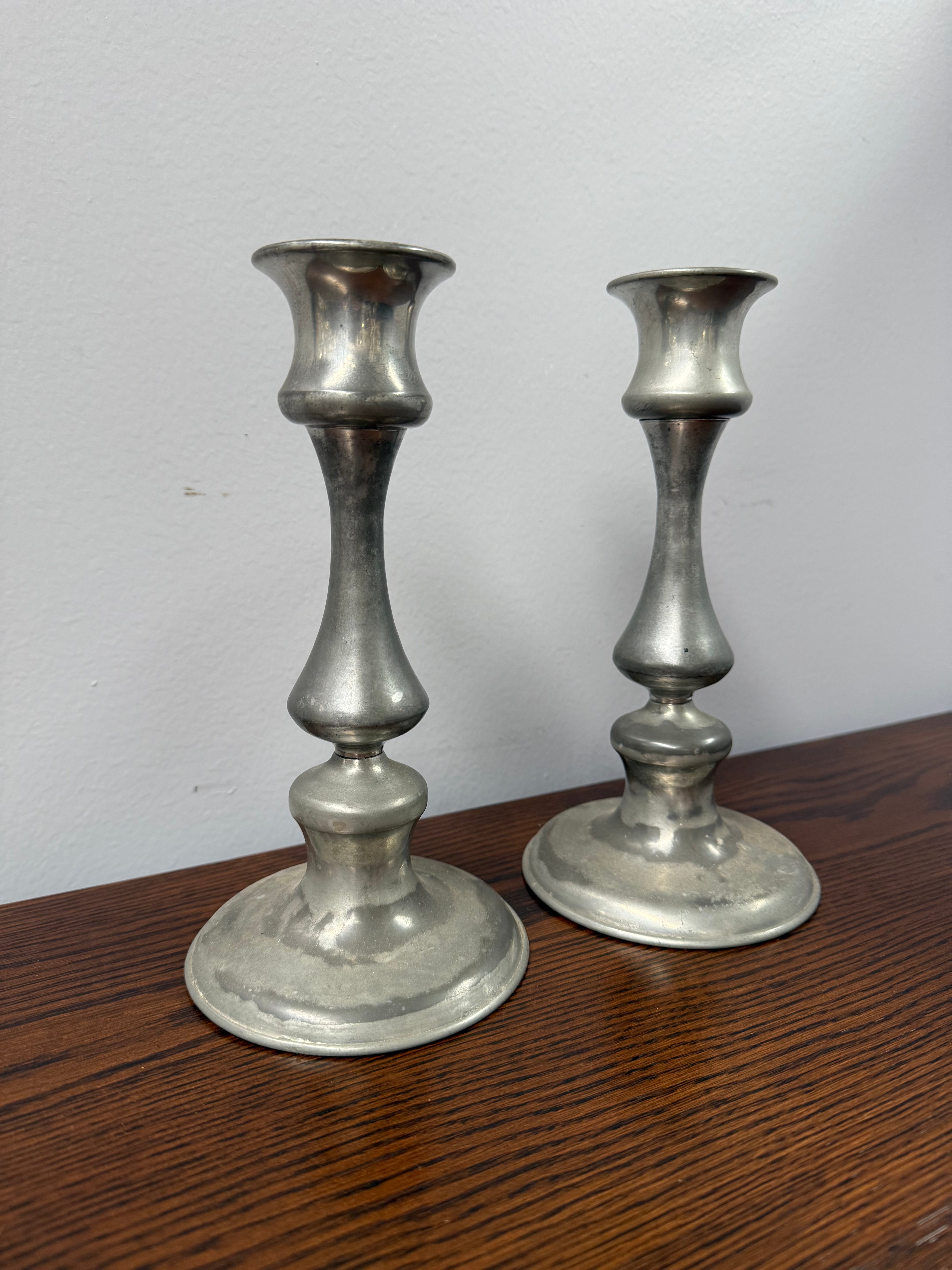 Pair of Vintage Pewter Candlesticks